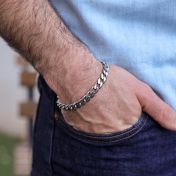 Classic Curb Chain Men Bracelet - Sterling Silver