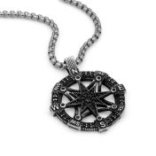 Compass Medallion Necklace for Men - Sterling Silver