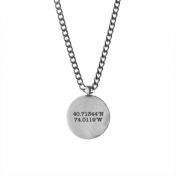 Compass Women Necklace with Coordinates [Sterling Silver]