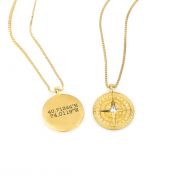 Compass Women Necklace with Coordinates [18K Gold Plated]