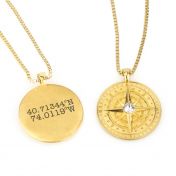 Kompasskette mit Koordinaten für Damen [750er vergoldet]