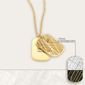 Small Map Tag Engraved Necklace [18K Gold Vermeil]