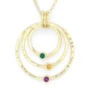Spheres of Love Birthstone Necklace [Hammered - Gold Plated]