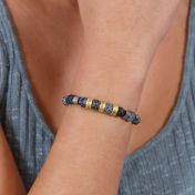 Hematite and Agate Name Bracelet [18K Gold Plated]
