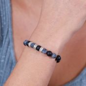 Onyx and Agate Name Bracelet [Sterling Silver]