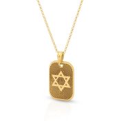 Star of David Tag Engraved Necklace [18K Gold Plated]