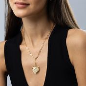 Stylische Herzensbindungen Halskette mit eingravierter Karte [750er Gold Vermeil]
