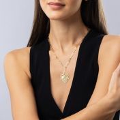 Stylische Herzensbindungen Halskette mit eingravierter Karte [750er Gold Vermeil]