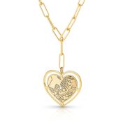 Stylische Herzensbindungen Halskette mit eingravierter Karte [750er Gold Vermeil]