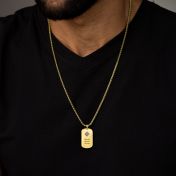Gravierte Tag Halskette für Männer mit Nano Bibel - 750er Gold Vermeil