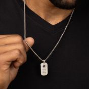 Gravierte Tag Halskette für Männer mit Nano Bibel - Sterlingsilber