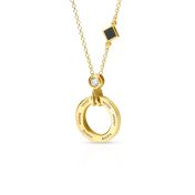 Talisa Circle Engraved Diamond Necklace with Nano Bible [18K Gold Vermeil]
