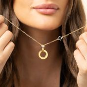 Talisa Circle Diamond Necklace with Nano Bible [18K Gold Vermeil]