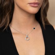 Talisa Circle Engraved Diamond Necklace with Nano Bible [Sterling Silver]