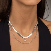 Talisa Herringbone Letter Necklace With 0.30 ct Diamond [Sterling Silver]