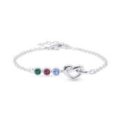 Bracciale Nodi del Cuore con Pietra di Nascita [Argento 925]