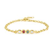 Talisa Stars Birthstone Bracelet With 2 Diamond Circles [18K Gold Vermeil]