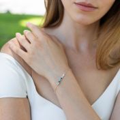 Talisa Stars Birthstone Bracelet With 2 Diamond Hearts [Sterling Silver]