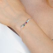 Talisa Stars Birthstone Bracelet With 2 Diamond Hearts [Sterling Silver]