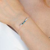 Talisa Stars Birthstone Bracelet With 2 Diamond Hearts [Sterling Silver]