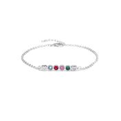 Talisa Stars Birthstone Bracelet With 2 Diamond Hearts [Sterling Silver]
