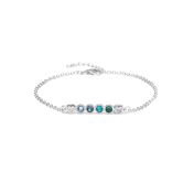 Talisa Stars Birthstone Bracelet With 2 Diamond Hearts [Sterling Silver]
