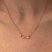 Talisa Stars Birthstone Necklace with Diamond - Horizontal [Gold Plated]
