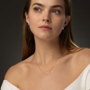 Talisa Stars Birthstone Necklace with Diamond - Horizontal [Gold Plated]