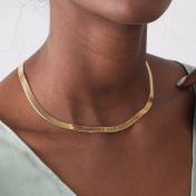 Talisa Herringbone Name Necklace [18K Gold Plated] - Wide Chain