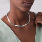 Collar Talisa Herringbone con Nombre [Plata de Ley] - Cadena Ancha