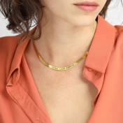 Talisa Herringbone Name Necklace [18K Gold Plated] - Wide Chain