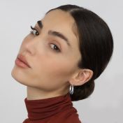 Chunky Drop Hoop Earrings - Medium [Sterling Silver] 