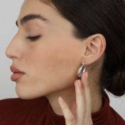 Chunky Drop Hoop Earrings - Medium [Sterling Silver] 