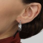 Chunky Drop Hoop Earrings - Small [Sterling Silver] 