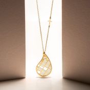 Levensdraad Kaart Ketting met Zijdelings Kruis [18K Goud Verguld]