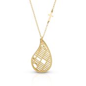 Levensdraad Kaart Ketting met Zijdelings Kruis [18K Goud Verguld]