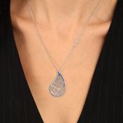 Levensdraad Kaart Ketting met Zijdelings Kruis [Sterling Zilver]