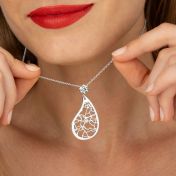 Threads Of Life Map Necklace With 1 Ct Diamond [14 Karat White Gold]