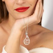 Threads Of Life Map Necklace With 1 Ct Diamond [14 Karat White Gold]