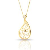 Threads Of Life Map Necklace with Heart Diamond [14 Karat Gold]