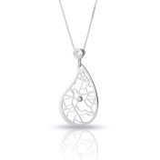Threads Of Life Map Necklace with Heart Diamond [14 Karat White Gold]