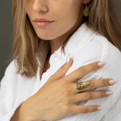 Levensdraad Silhouet Kaart Ring [18K Goud Vermeil]