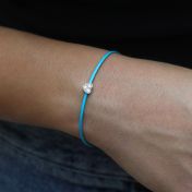 Ties of Heart Crystal Bracelet  - Turquoise Cord [Sterling Silver]