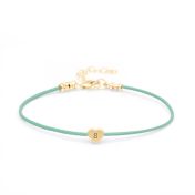Ties of Heart Initial Bracelet - Green Cord [18K Gold Plated]