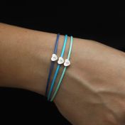 Ties of Heart Initial Bracelet - Turquoise Cord [Sterling Silver]