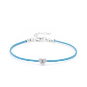 Ties of Heart Initial Bracelet - Turquoise Cord [Sterling Silver]
