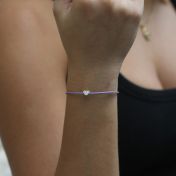 Ties of Heart Crystal Bracelet  - Purple Cord [Sterling Silver]