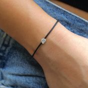 Ties of Heart Crystal Bracelet  - Black Cord [Sterling Silver]