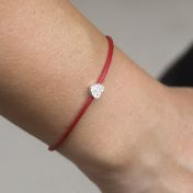 Ties of Heart Crystal Bracelet  - Red Cord [Sterling Silver]