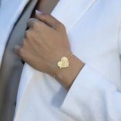 Herzensbindungen Gravierte Karte Armband [750er Gold Vermeil]